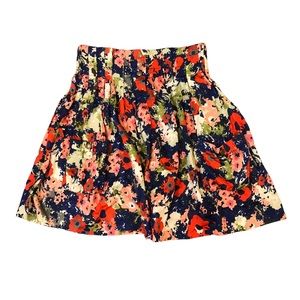 Full Button Up Floral Skater Skirt Multi Color w/ Pockets Size 4